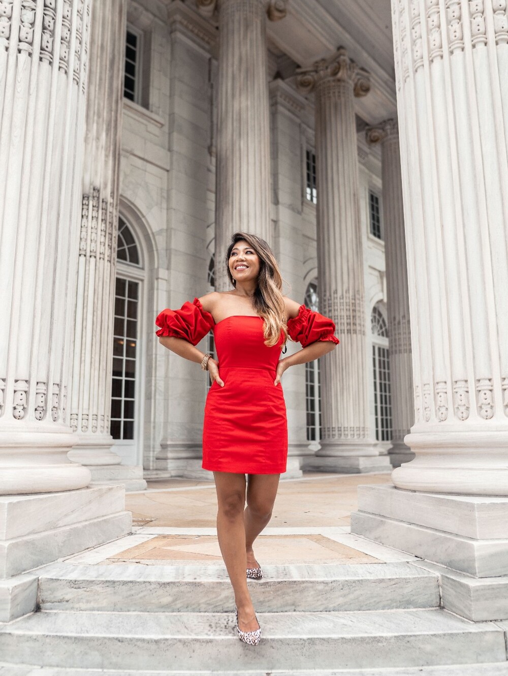 Song of Style Red Off-Shoulder Puff Sleeve Mini Dress